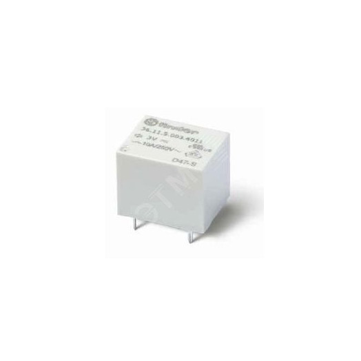 Реле миниатюрное электромеханическое монтаж на печатную плату формат кубик сахара' 1CO 10A Контакты AgSnO2 катушка 3В DС  влагозащита RTIII'