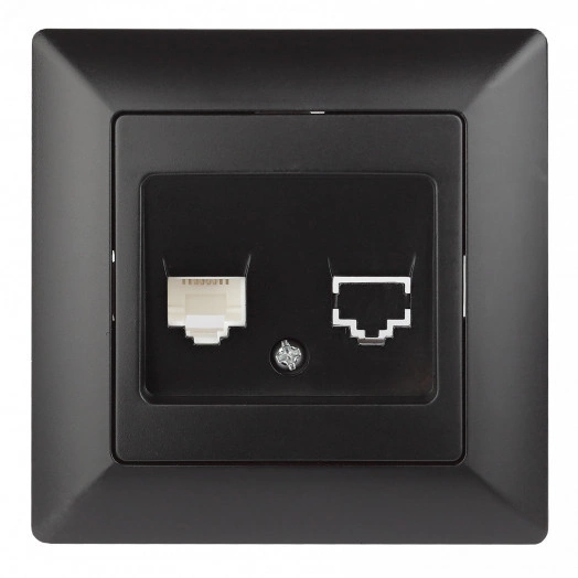 Розетка телефонная RJ11, СУ, Solo, антрацит 4-302-05 Intro ЭРА