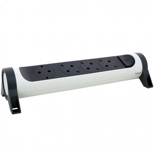 Удлинитель с поворотным основанием серии  Комфорт  4 x 2К+З без кабеля., цвет: бело-черный