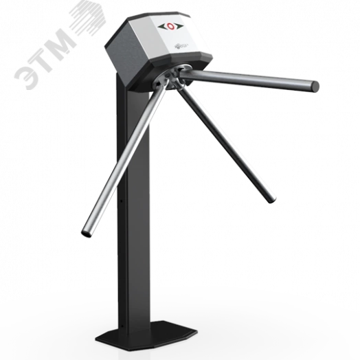 Турникет-трипод тумбовый электромеханический с механическими планками антипаника и встроенными двумя считывателями, пульт управления в комплекте