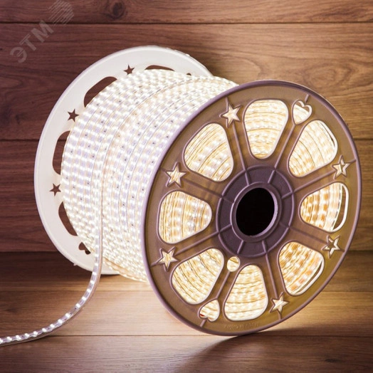 LED Лента профессиональная 220В, 6.5x17мм, IP67, SMD 2835, 180 LED/м, Белый, 100м