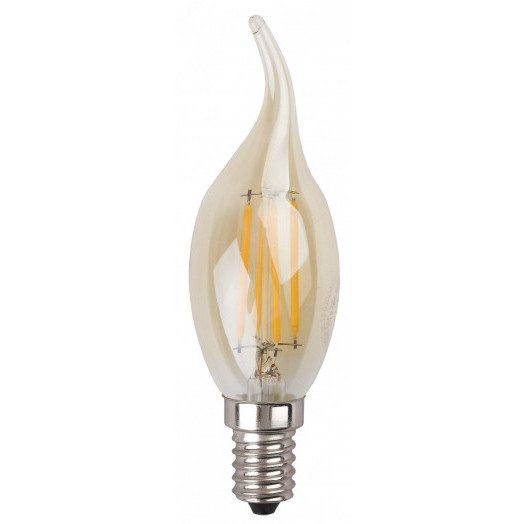 Лампа светодиодная филаментная F-LED BXS-7W-827-E14 gold (филамент, свеча на ветру золот., 7Вт, тепл, E14 (10/100/2800) ЭРА
