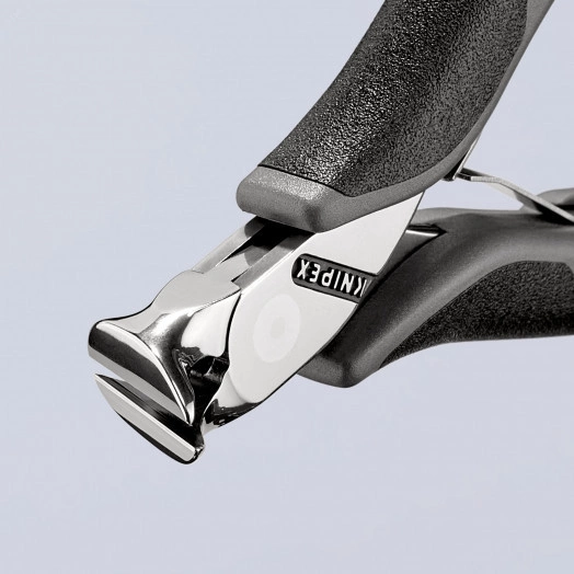 Кусачки торцевые ESD для электроники антистатические режущие кромки с маленькой фаской под 15° с пружиной рез: мягкая проволока  15 мм проволока средней твёрдости  1 мм твёрдая проволока  05 мм L-120 мм зеркальная полировка двукомпонентные рукоя