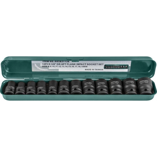 Набор головок торцевых ударных 3/8''DR, 8-19 мм, 12 предметов