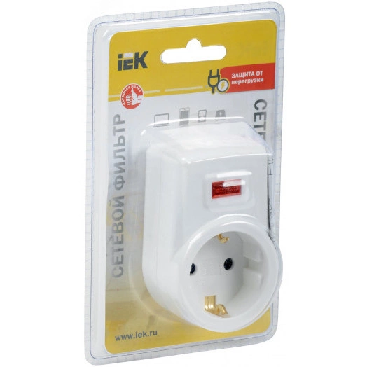 Фильтр сетевой СФ-01 1 место 2P+PE 16А белый IEK