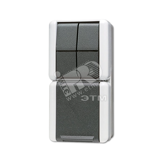 Комбинация - розетка и сдвоенный выключатель  для накладного монтажа IP44