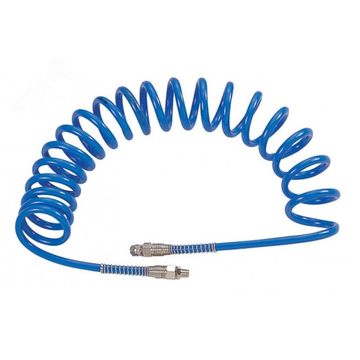 Шланг пневматический спиральный высокого давления  10х15 мм, 15 м, М3/8', полиуретановый