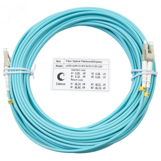 Шнур оптический duplex 10м LC-LC 50/125 mm OM3 LSZH FOP-50-LC-LC-10m