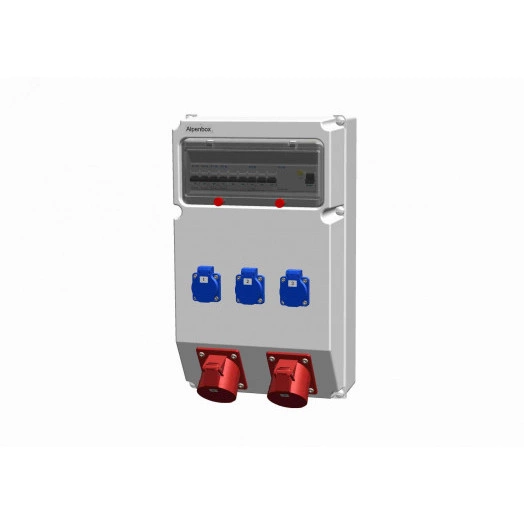 Устройство распределительное AlpenBox 0040027  3хSHUKO16А250В 2хСЕЕ32А5п с защитой, вход УЗО, 297x504x177, настенное, пластик, IP44
