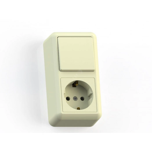 ОПТИМА Блок комбинированный о/у выключатель одноклавишный+розетка 2К+З БКВР-405, сл.кость