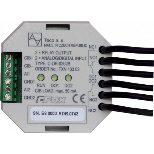 Компактный модуль дискретных и аналоговых вх/вых C-OR-0202B, CIB, 2x AI/DI, 2x RO Нормально открытые/закрытые (NO/NC) контакты, 230VAC/16A