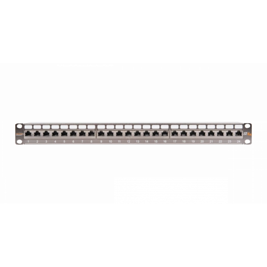Панель 19'', 1U, 24 порта, Кат.6a, RJ45/8P8C, экран., металлик