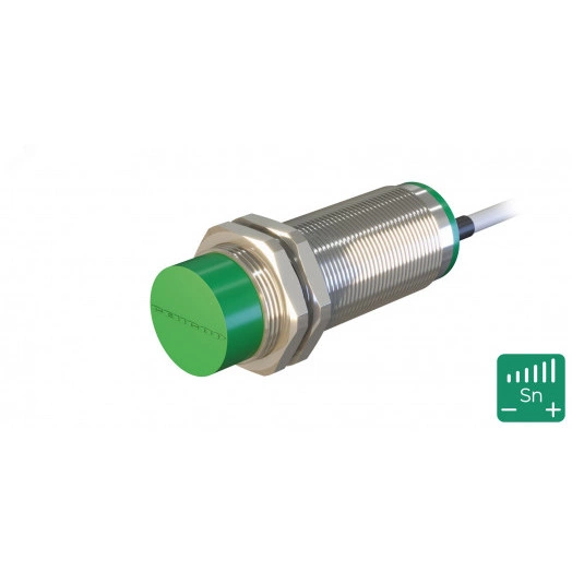 Датчик индуктивный с увеличенным расстоянием срабатывания ВБИ-М30-91В-2113-СА.51 Расстояние срабатывания Sn: 25 мм Частота переключения: 100 Гц Материал корпуса: Латунь никелированная Диаметром 30 мм IP67 Кабель 2 м (ПВС ХЛ 3х0,35 мм2)