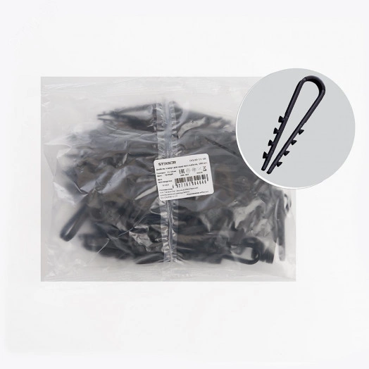 Дюбель-хомут для круглого кабеля (11-18мм), черный (100шт.) Stekker