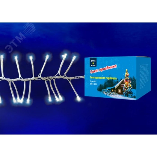 Гирлянда светодиодная с контроллером Фейерверк 6м 400 светодиодов Белый свет Провод прозрачный ULD-S0600-400/DTA WHITE IP20 FIRECRACKER