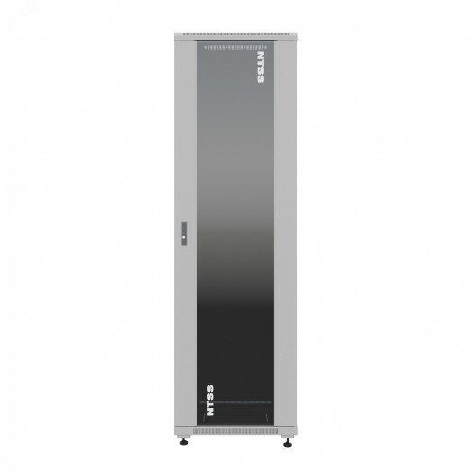 Шкаф напольный универсальный серверный NTSS R 47U 600х600мм, 4 профиля 19, двери стекло и сплошная металл, боковые стенки съемные, регулируемые опоры, разобранный, серый RAL 7035
