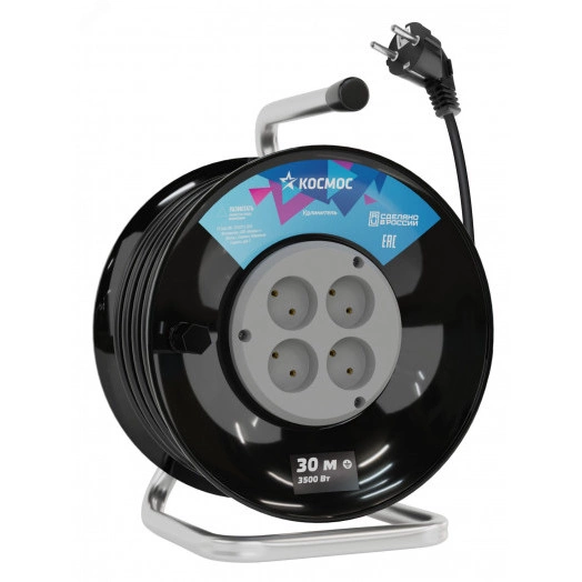 Удлинитель КОСМОС катушка 16А 4 гн ПВС 3*1,5 30м  с заземлением