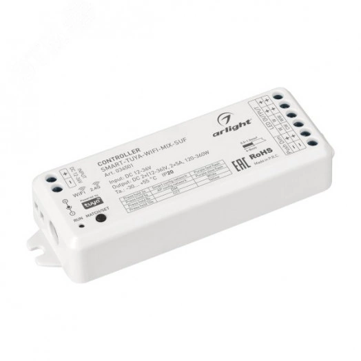 Контроллер SMART-TUYA-WIFI-MIX-SUF (12-36v, 2х5A, 2.4G)