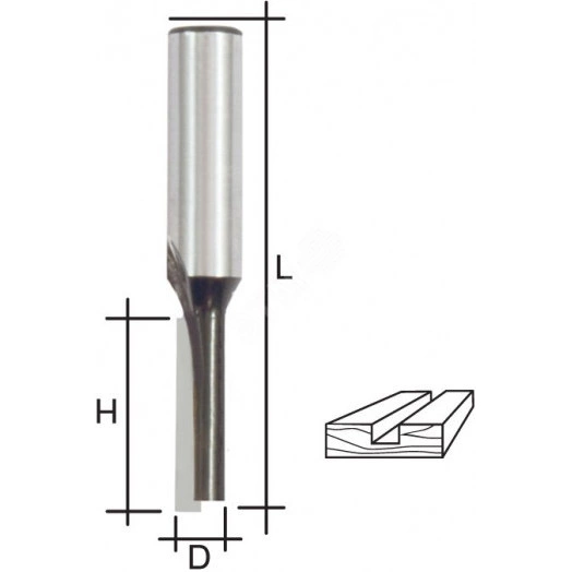 Фреза пазовая прямая с одним лезвием, DxHxL = 5 х 13 х 52 мм