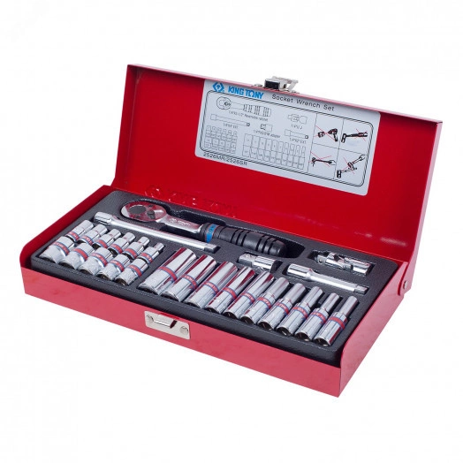 Набор торцевых головок с принадлежностями 1/4', шестигранные, 5/32'-1/2', 26 предметов