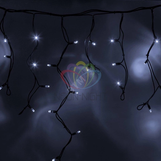 Гирлянда профессиональная Айсикл (бахрома) светодиодный 3.2х0.6м черный провод 220В белый