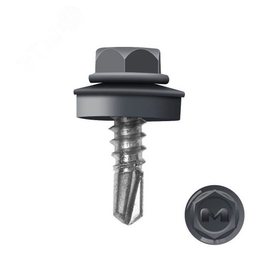 Саморез кровельный 4,8х50 RAL7024 сверло №1