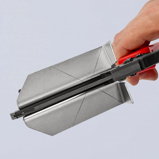 Ножницы для реза пластмассы и кабель-каналов толщиной профиля до 4 мм нож сменный 110 мм L-275 мм легкий рез за счёт специального коленчатого рычага чёрные 2-компонентные рукоятки KN-950221