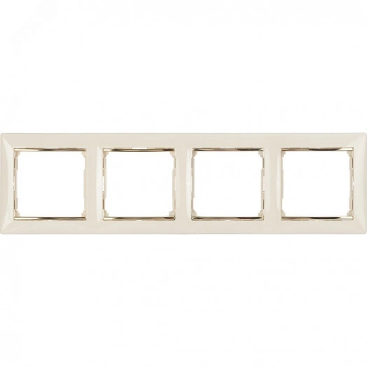 VALENA Рамка 4 поста горизонтальный монтаж слоновая кость/золото