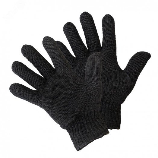 Перчатки вязаные двойные без покрытия 90 гр, черные