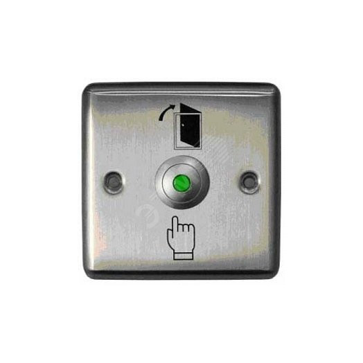 Кнопка металлическая с подсветкой, врезная, НЗ/НР контакты, размер 90х90 мм