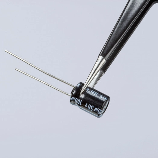 Пинцет ESD захватный прецизионный гладкие губки американской формы длинные кончики антистатический L-135 мм нержавеющая хромоникелевая сталь хромированный KN-922872ESD