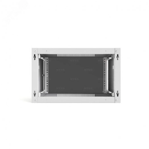 Шкаф настенный телекоммуникационный NTSS WS 6U 600х450х370мм, 2 профиля 19, дверь стеклянная, боковые стенки съемные, разобранный, серый RAL 7035