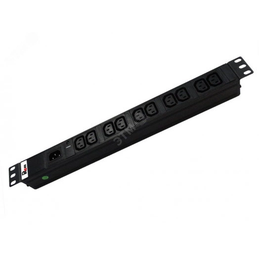 Блок розеток Rem-10 без шнура с индикатором 10 IEC 60320 C13 вход IEC 60320 C14 10A 19'