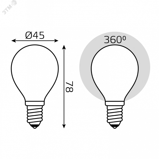 Лампа светодиодная LED 5 Вт 450 Лм 4100К белая Е14 Шар milky Filament Gauss