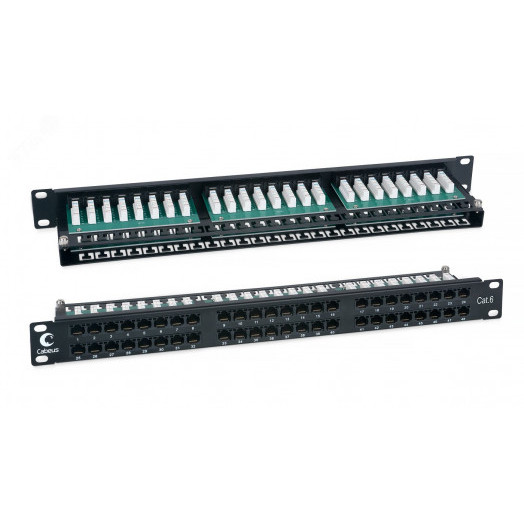 Патч-панель PLHD-48-Cat.6-Dual IDC-1U высокой плотности 19', 1U, 48 портов RJ-45, категория 6, Dual IDC