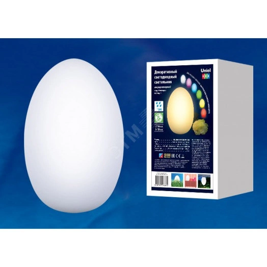 ULG-R003 019/RGB IP54 EGG Светильник декоративный светодиодный «Яйцо». Аккумуляторный (в/к). 14*19см. RGB свет. TM Uniel