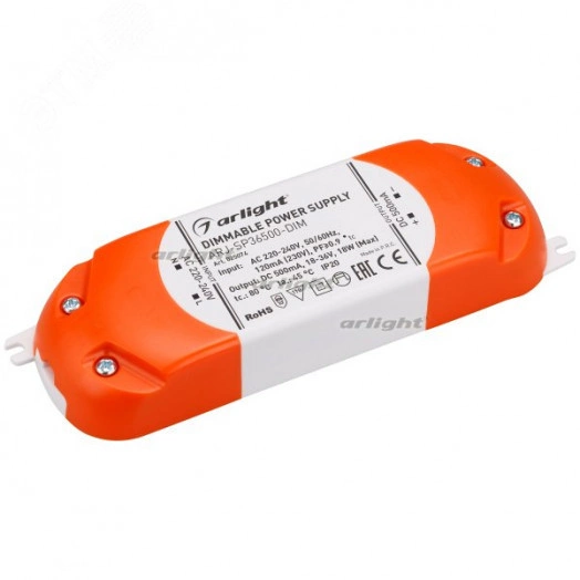 Блок питания ARJ-SP36500-DIM (18W, 500mA, PFC, Triac) (ARL, IP20 Пластик, 3 года)