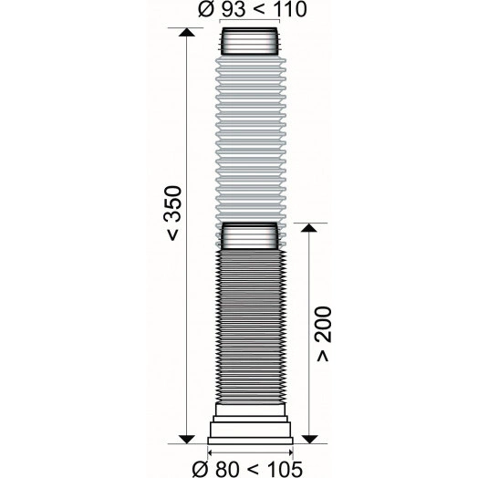 Труба для унитаза гофрированная армированная L 200-350 мм D110 мм