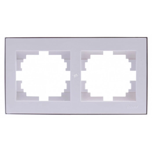 RAIN Рамка 2 поста горизонтальная белая с боковой вставкой хром