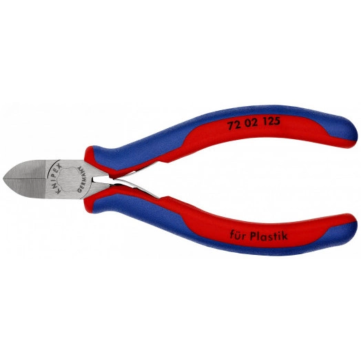 Бокорезы для пластмассы с пружиной удлинённые режущие кромки без фасок L-125 мм 2-компонентные рукоятки KN-7202125