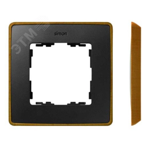 Рамка на 1 пост цвета графит с металлическим основанием цвета латунь S82 Detail