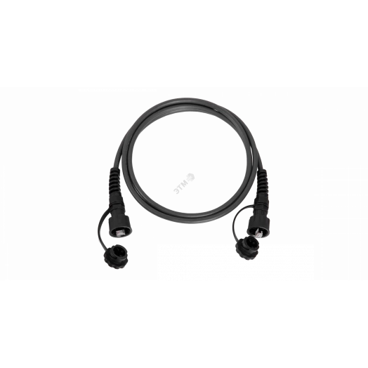 Индустриальный шнур U/UTP 4 пары, Кат.6 2хRJ45/8P8C, T568B, 7х0,195мм, IP67, PUR, черный, 2м