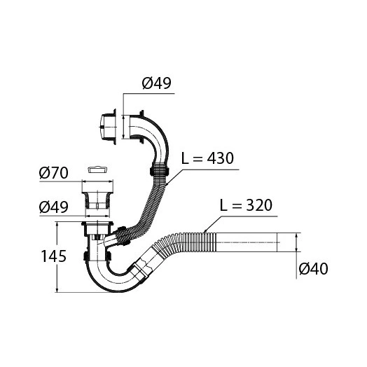 Сифон ЭКОНОМ для ванн поворотный белый