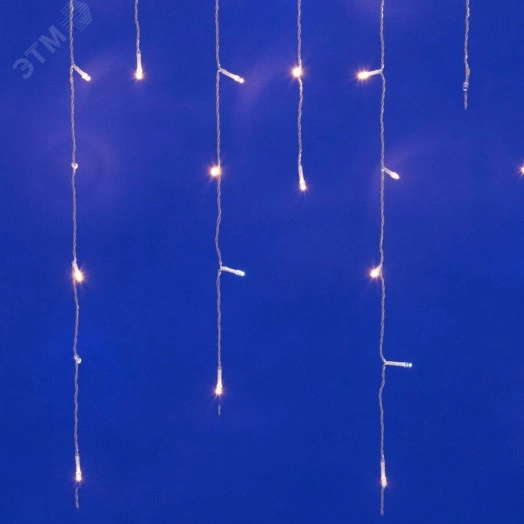 Бахрома светодиодная с эффектом мерцания 3м Соединяемая 200 светодиодов Теплый белый и белый свет Провод прозрачный