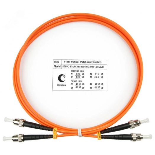 Шнур оптический duplex 1,5м ST-ST 62,5/125 mm  LSZH FOP-62-ST-ST-1,5m