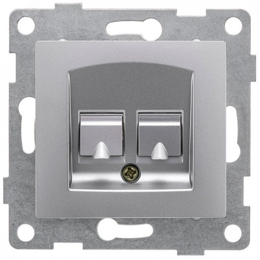 GUSI Bravo механизм розетки  компьютерной RJ45, двойной, скрытая установка.  Цвет серебро.