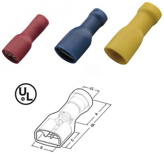 Гильза плоская штепсельная, изолированная 4-6/ 6,3x0,8 (упак. 100 шт.)