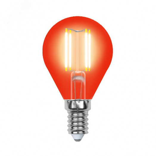 Лампа светодиодная декоративная цветная LED 5вт 200-250В шар 350Лм Е14 КРАСНЫЙ Uniel Air color