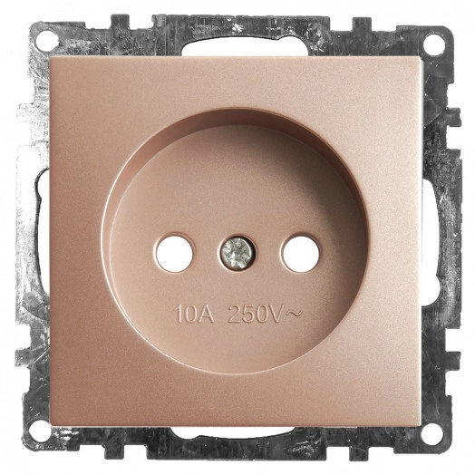 Розетка 1-местная с защитной шторкой (механизм) б/з, 250В, 10А, серия Катрин, шампань