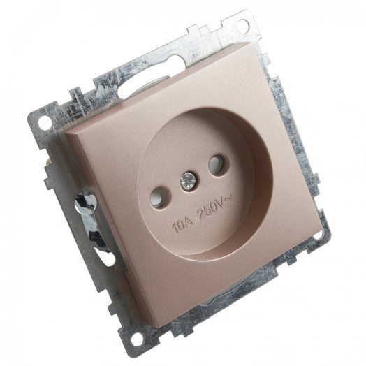 Розетка 1-местная с защитной шторкой (механизм) б/з, 250В, 10А, серия Катрин, шампань